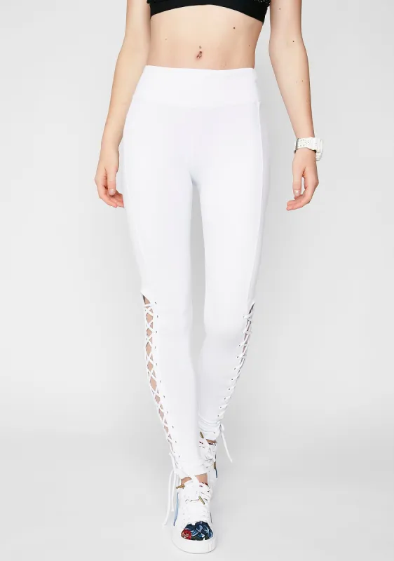 Pure Voguing Vixen Lace-Up Leggings sold by Dolls Kill