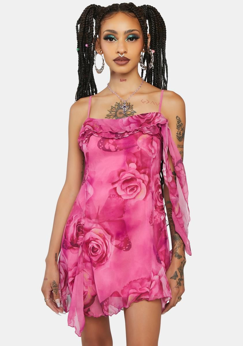 Chiffon Ruffle Mini Dress sold by Dolls Kill