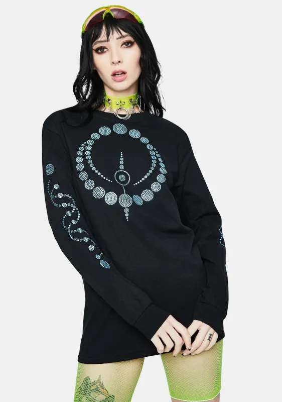 Orbital Rhinestone Long Sleeve sold by Dolls Kill