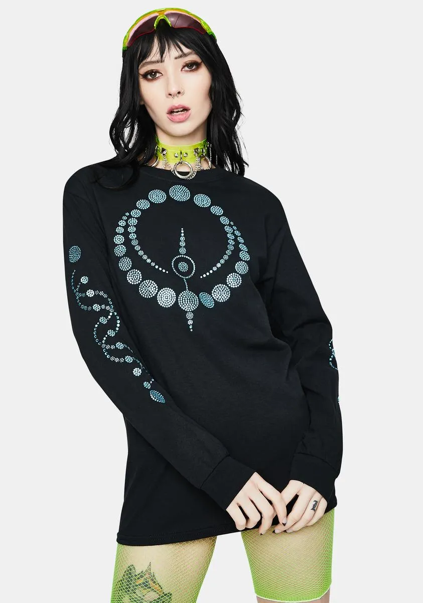 Orbital Rhinestone Long Sleeve sold by Dolls Kill