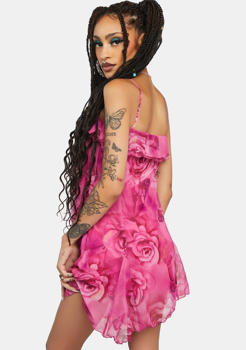 Chiffon Ruffle Mini Dress sold by Dolls Kill product image thumbnail 4