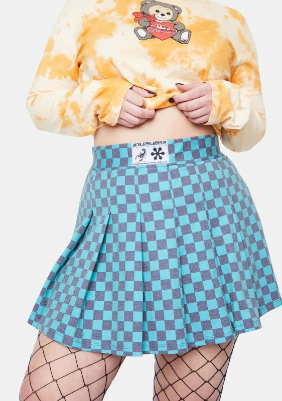 Plus Teal Checkboard Skirt sold by Dolls Kill