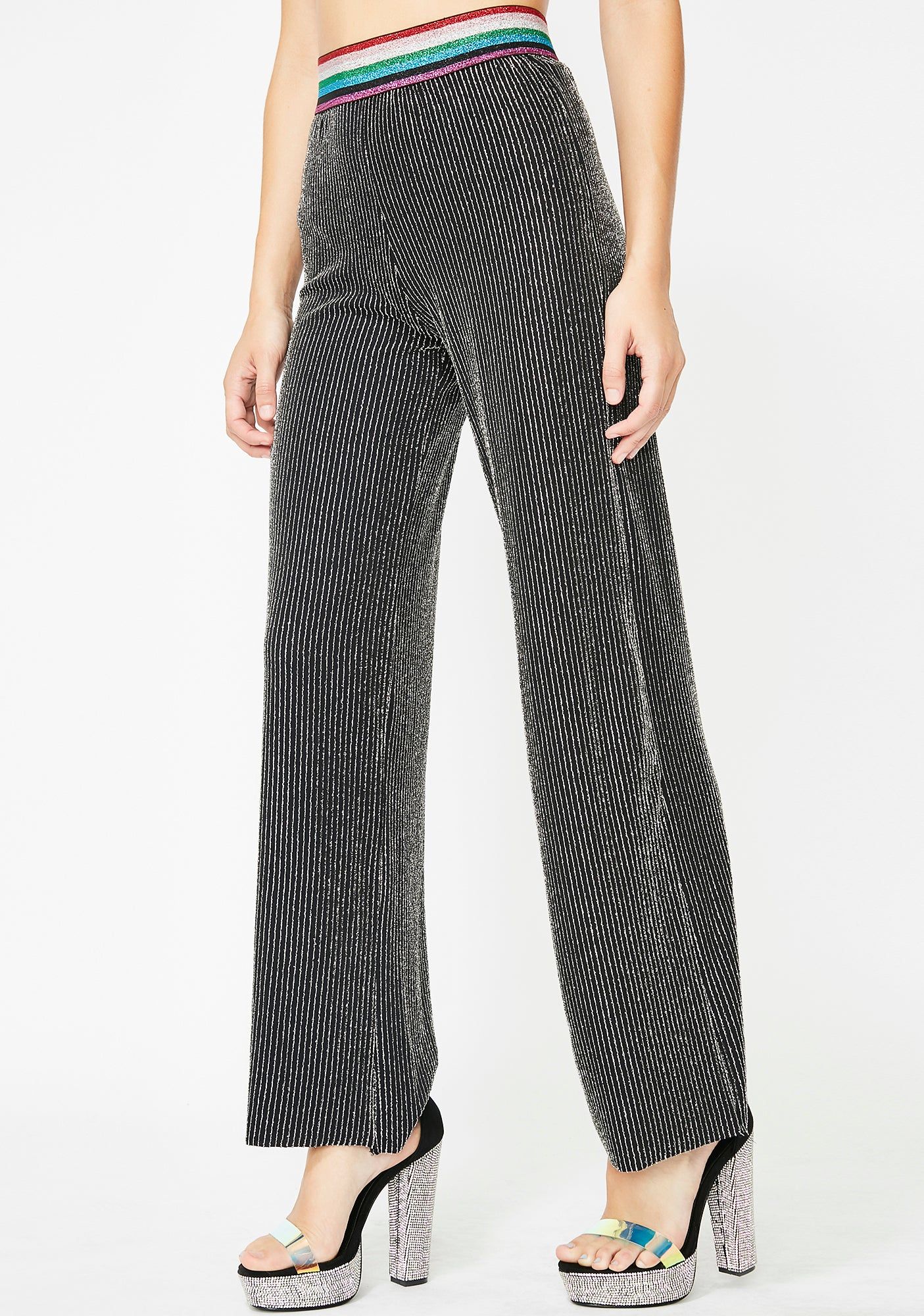 Miss Sparkle Striped Pants sold by Dolls Kill