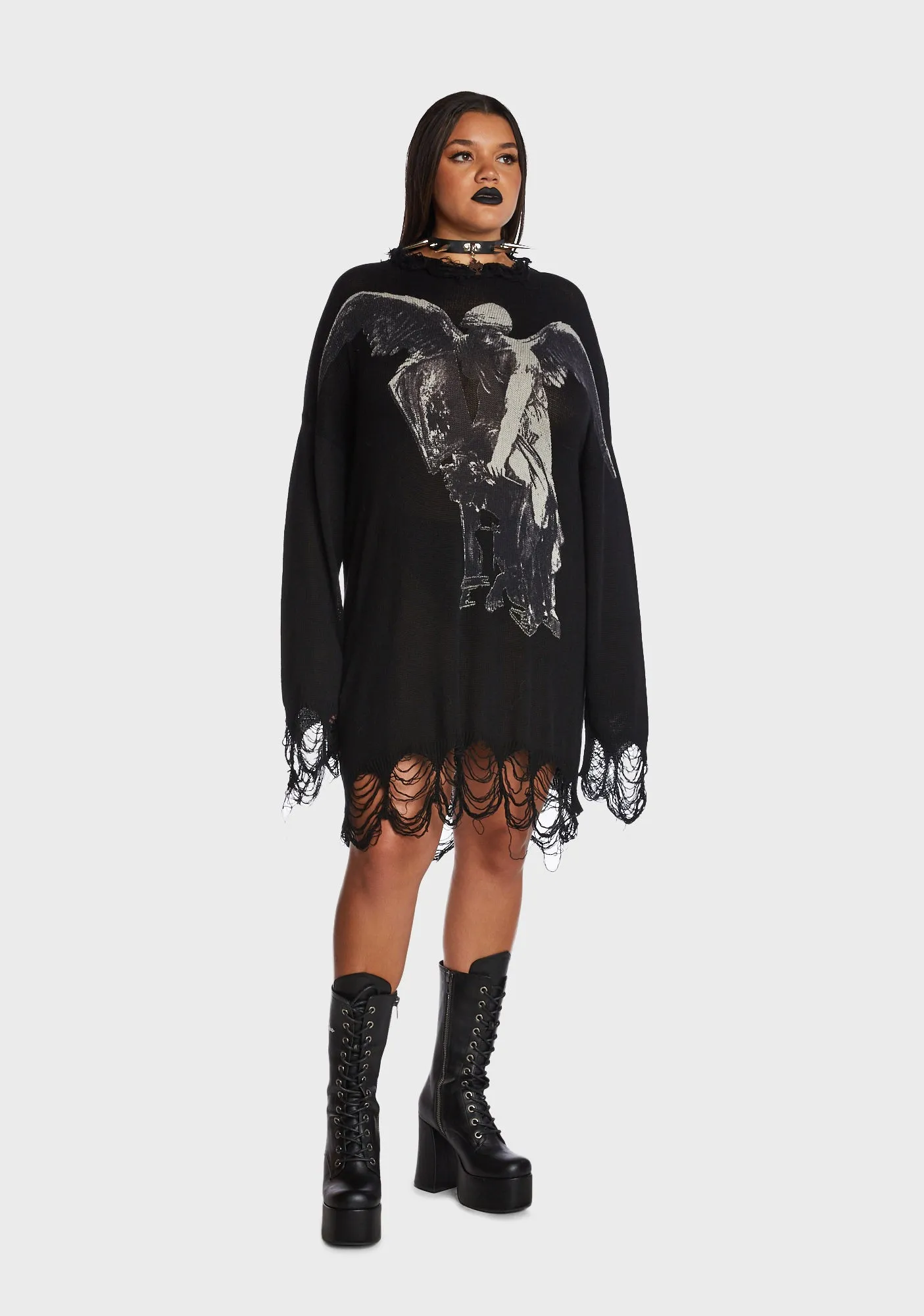 Plus Winged Defeat Oversized Sweater sold by Dolls Kill product image thumbnail 5