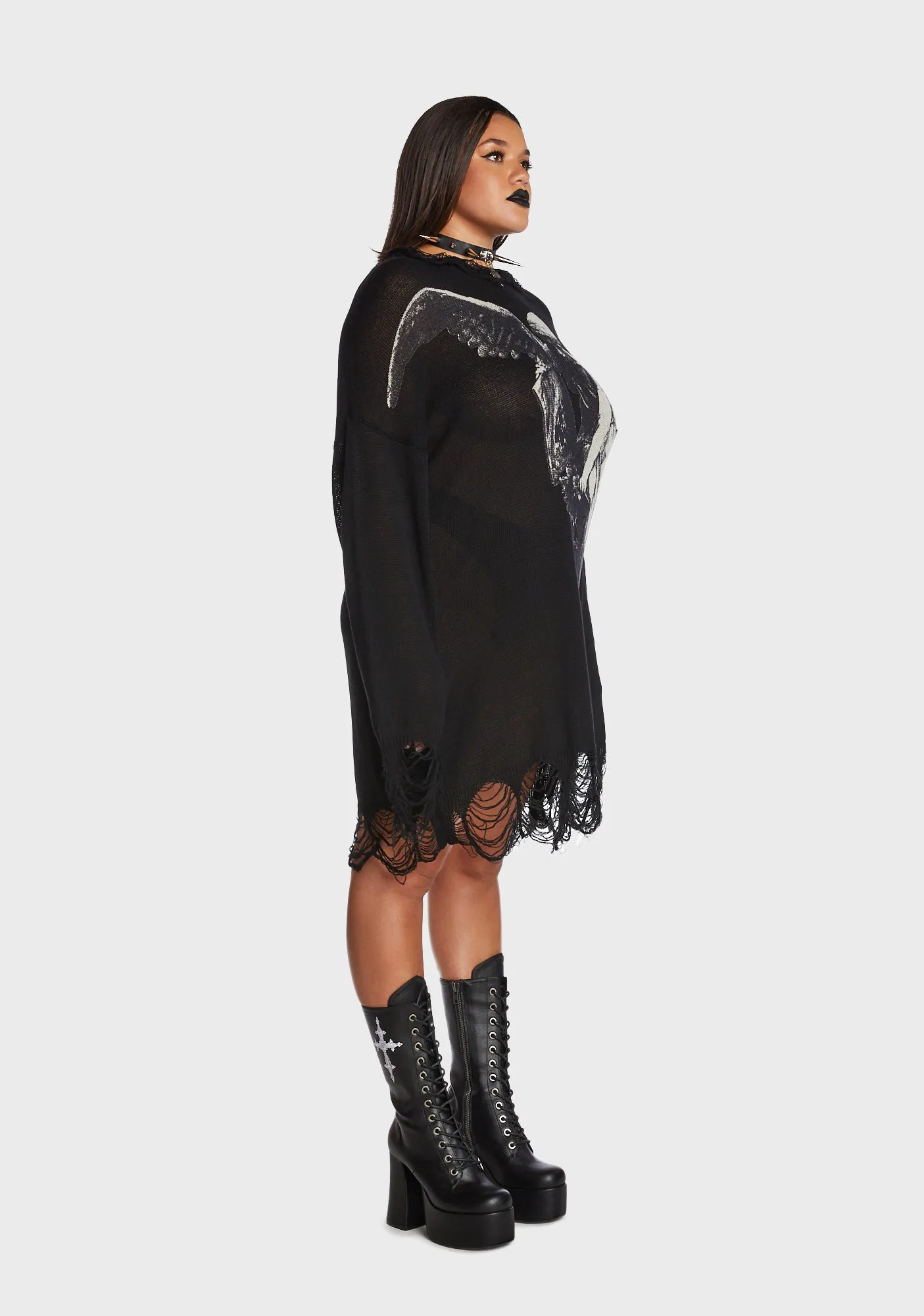 Plus Winged Defeat Oversized Sweater sold by Dolls Kill product image thumbnail 3