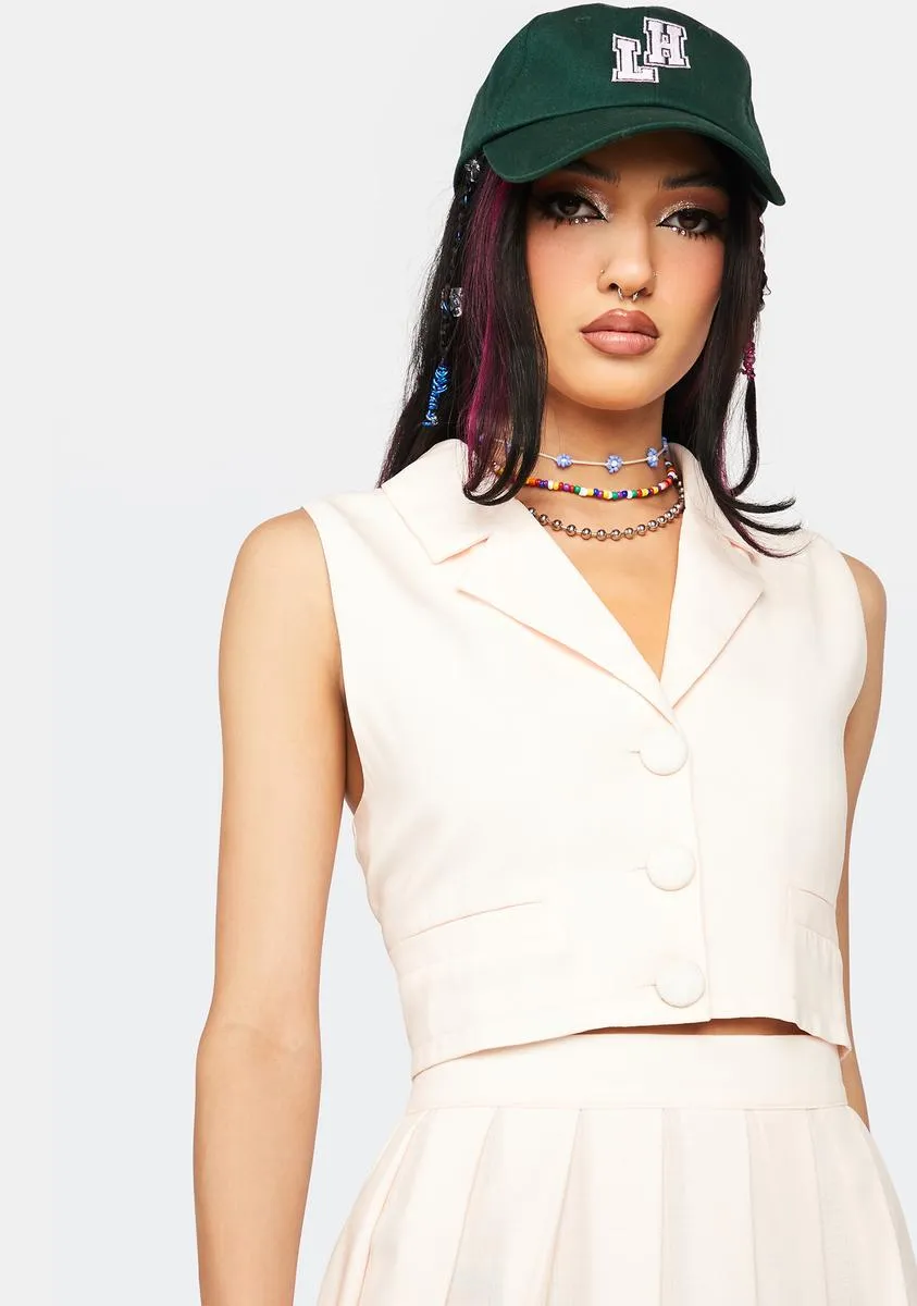 Cream Boxy Waistcoat sold by Dolls Kill