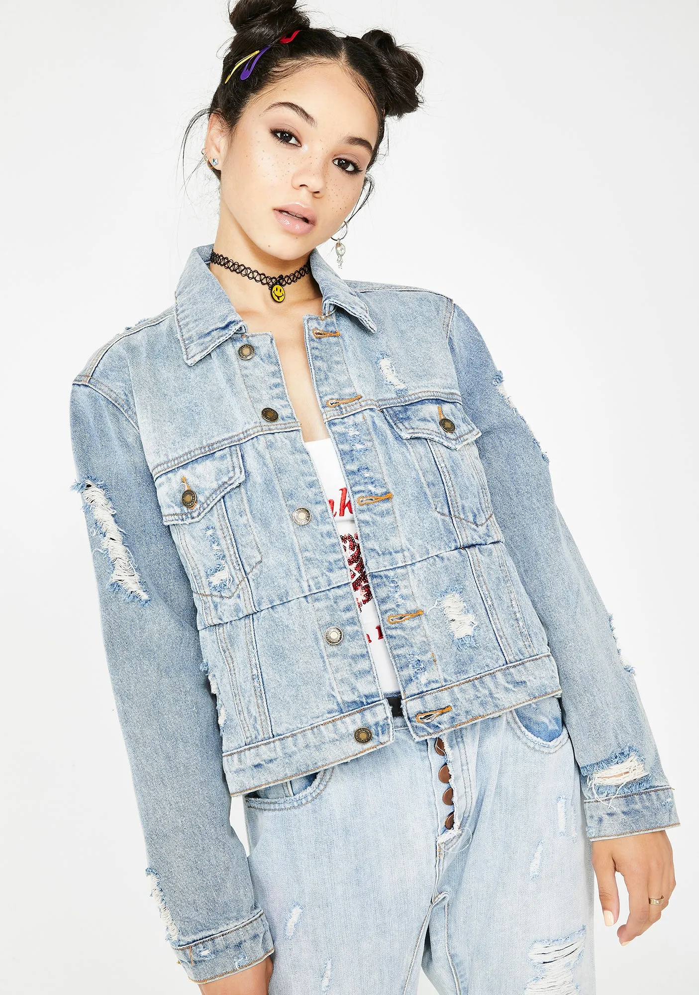 Neva Say Neva Denim Jacket sold by Dolls Kill