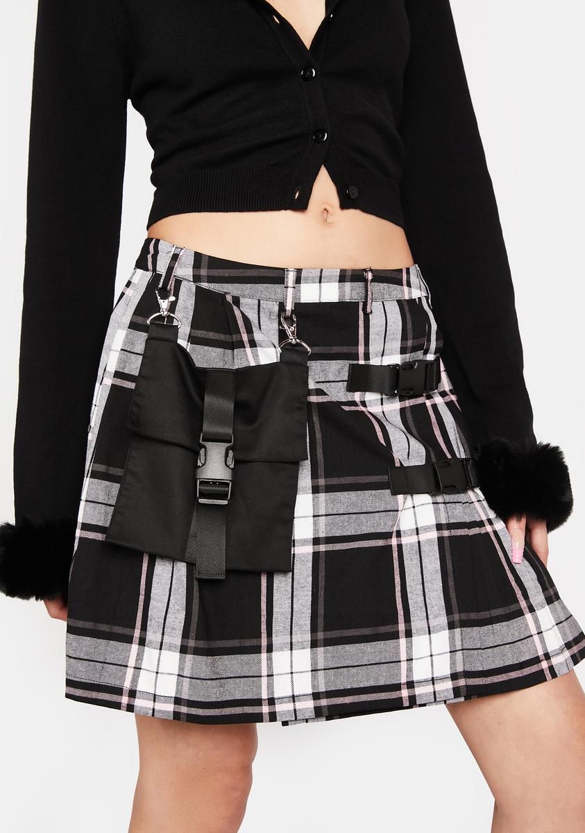Nancy Pink Tartan Mini Skirt sold by Dolls Kill