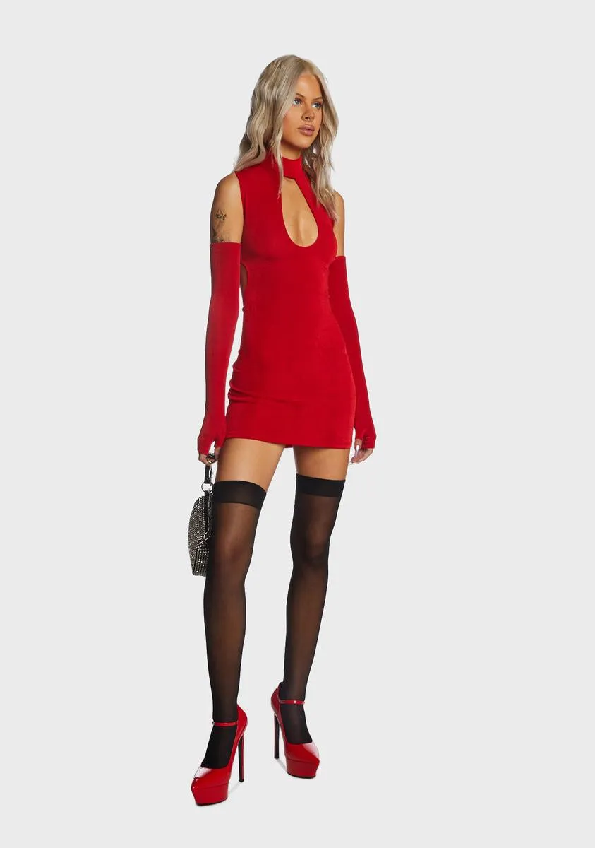 Red Cut Out Mini Dress With Gloves sold by Dolls Kill product image thumbnail 5