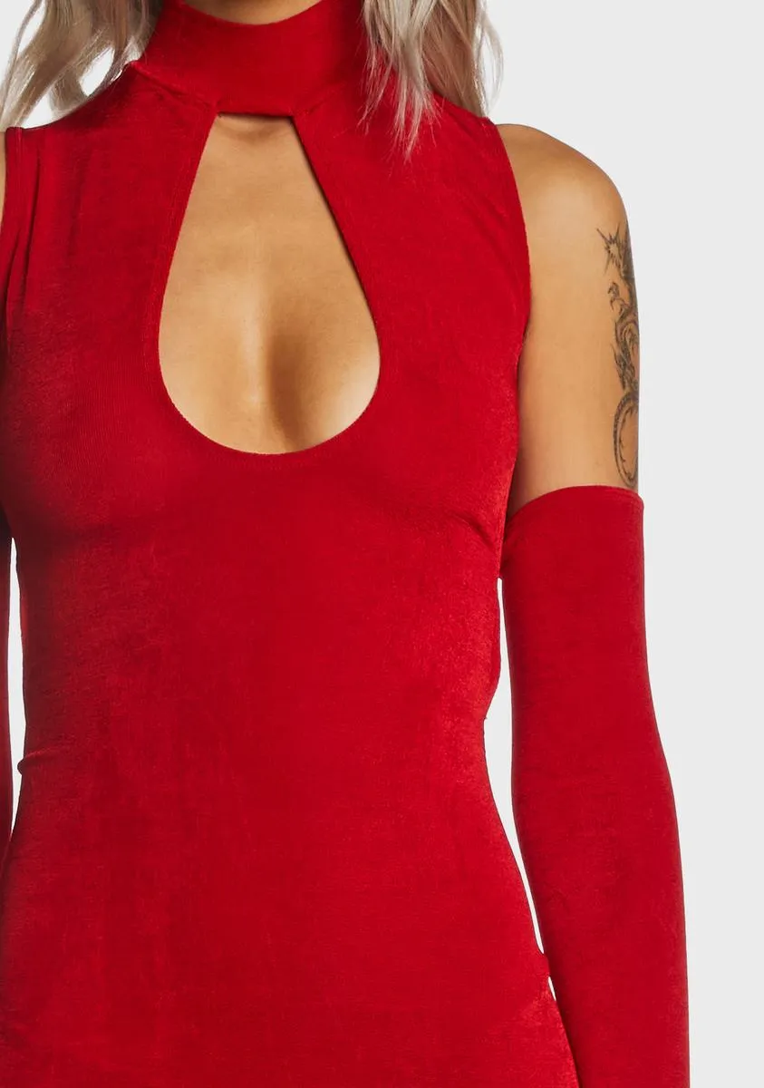 Red Cut Out Mini Dress With Gloves sold by Dolls Kill product image thumbnail 2