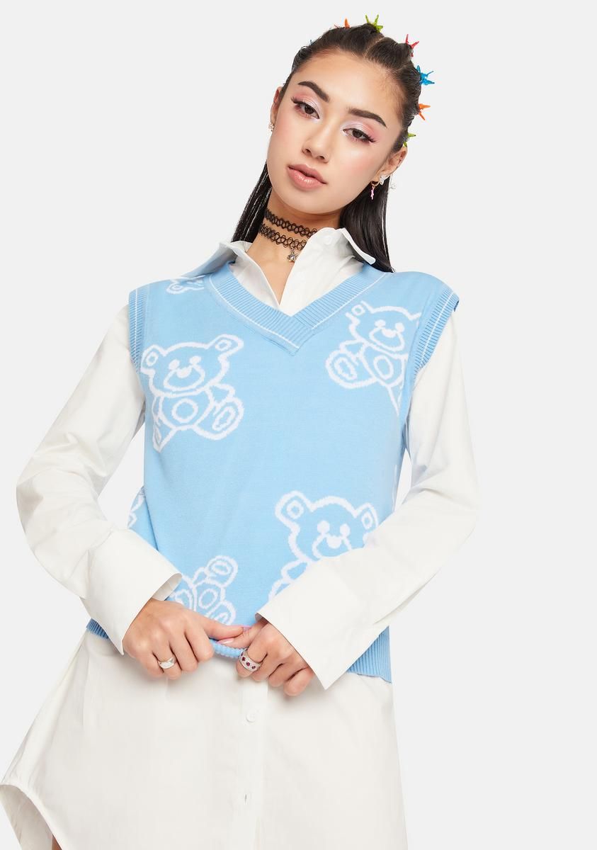 Aqua Hug Me Sweater Vest sold by Dolls Kill