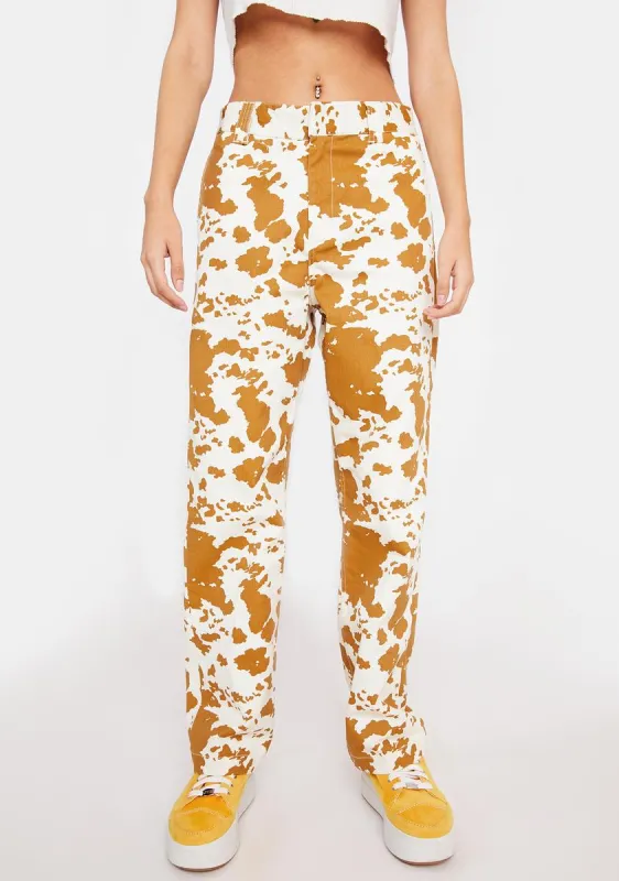 Cow Print Straggler Printed Pants sold by Dolls Kill