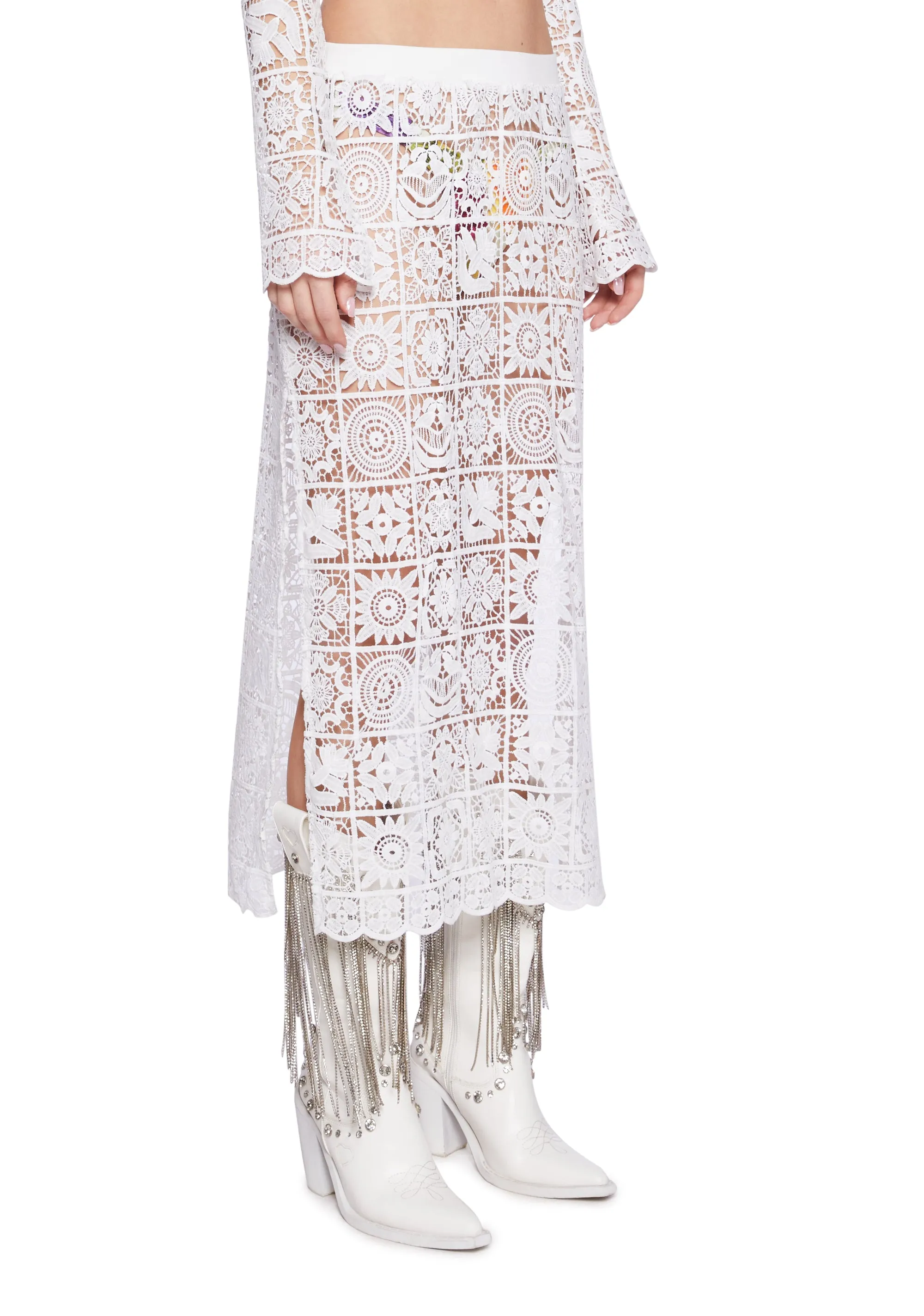 Country Charm Crochet Maxi Skirt sold by Dolls Kill product image thumbnail 3