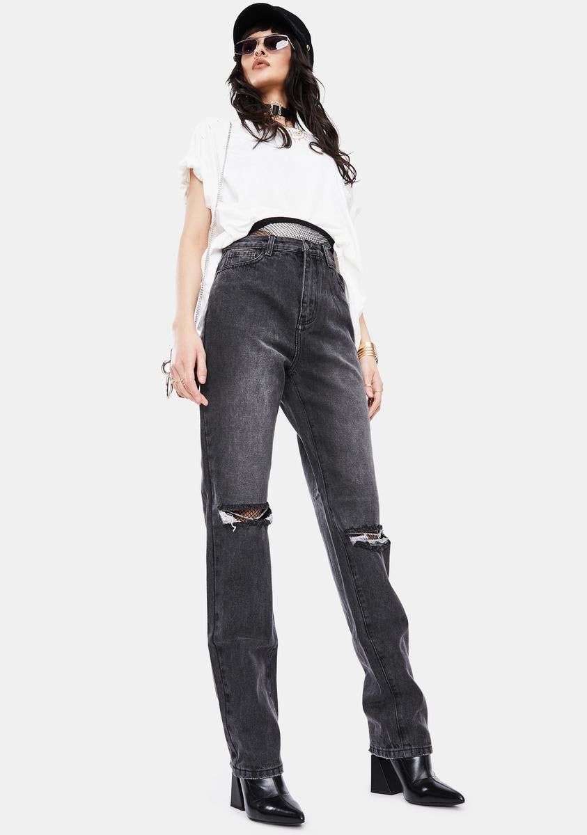 Washed Black Double Ripped Jeans sold by Dolls Kill product image thumbnail 2