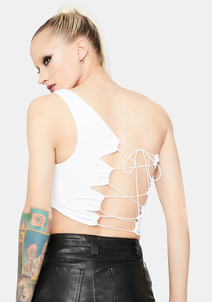 Pure Sneaky Pal One Shoulder Lace Up Tank sold by Dolls Kill product image thumbnail 4