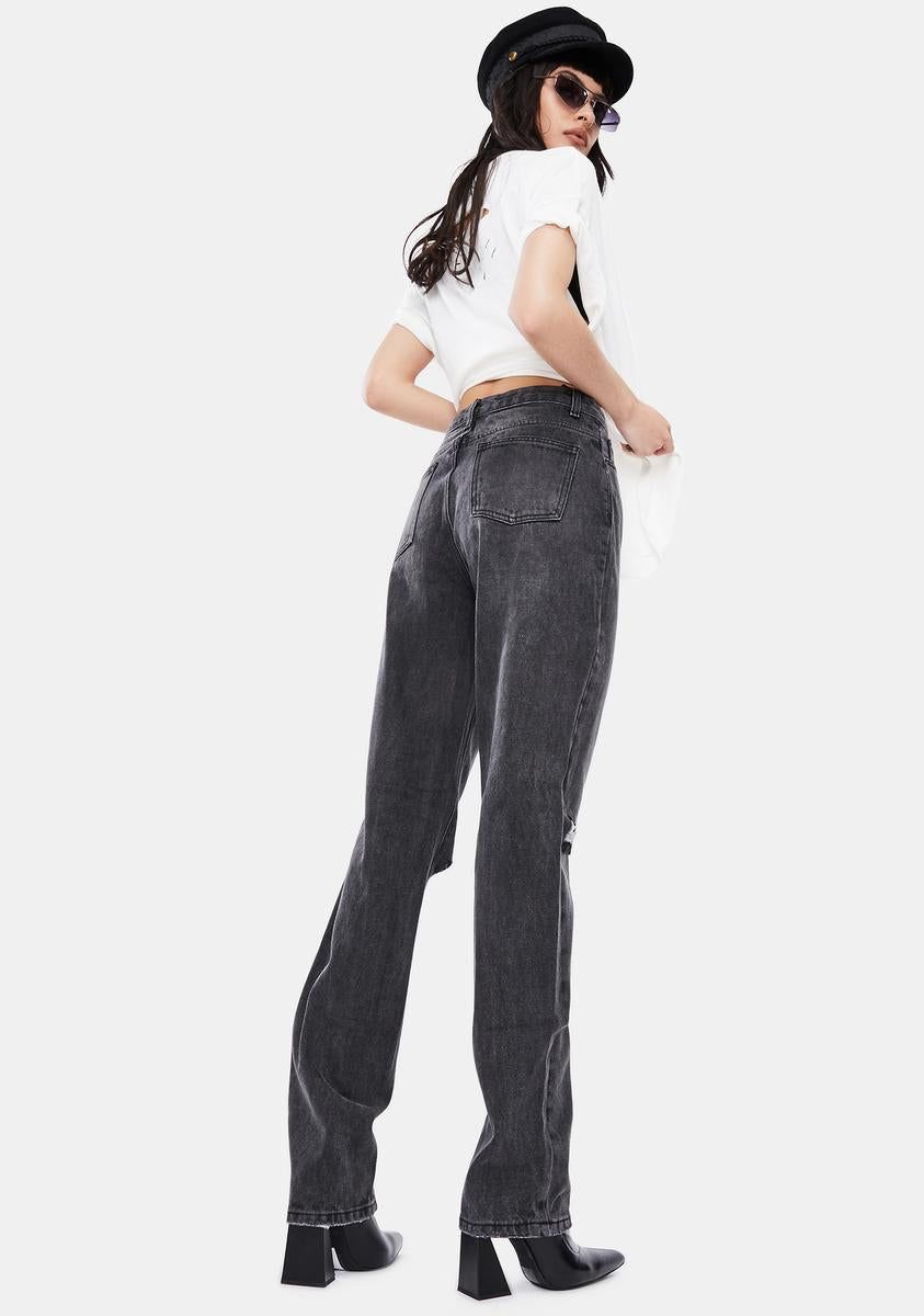 Washed Black Double Ripped Jeans sold by Dolls Kill product image thumbnail 4