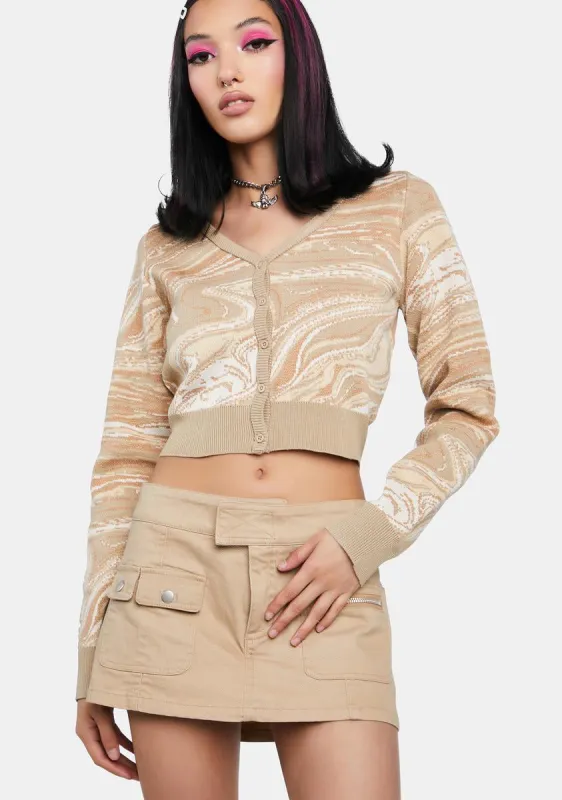 Cream Marble Knit Cardigan sold by Dolls Kill