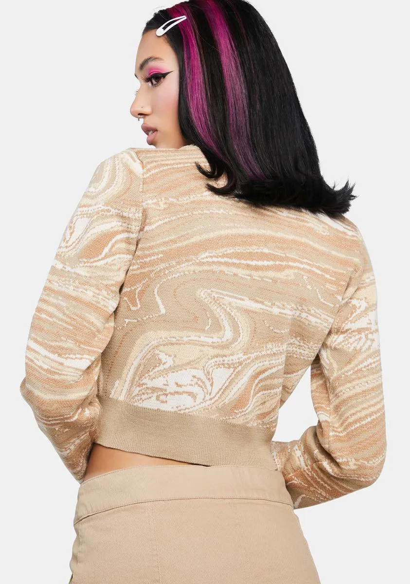 Cream Marble Knit Cardigan sold by Dolls Kill product image thumbnail 4