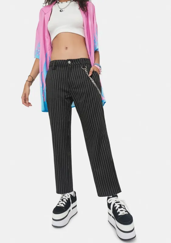 Bottom Line Pinstripe Crop Pants sold by Dolls Kill