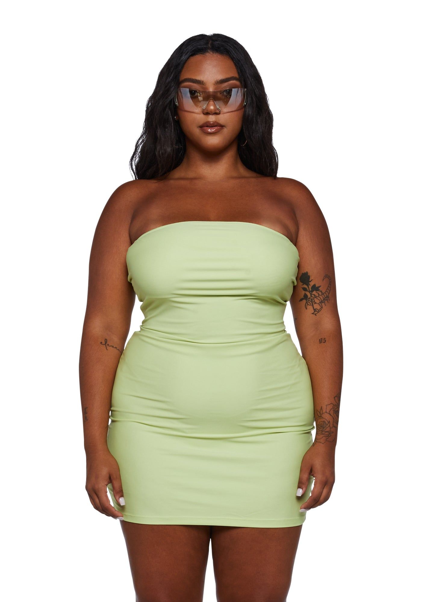 Plus Lime Future Starts Slow Tube Mini Dress sold by Dolls Kill