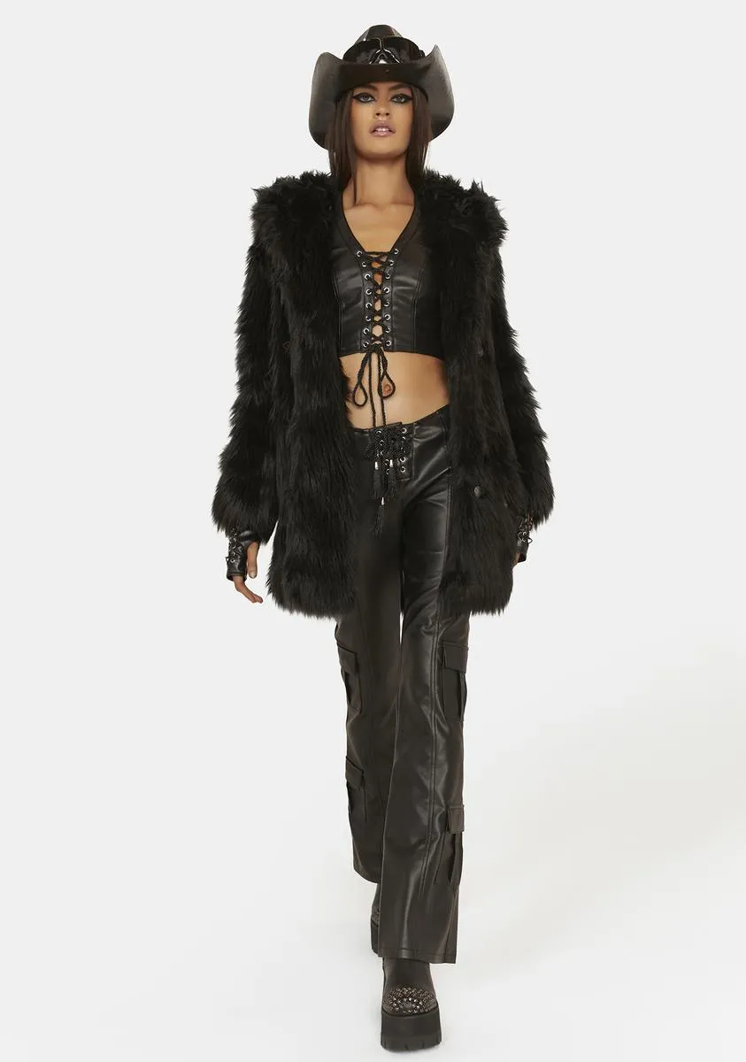 Black Wolf Classic Faux Fur Coat sold by Dolls Kill product image thumbnail 3