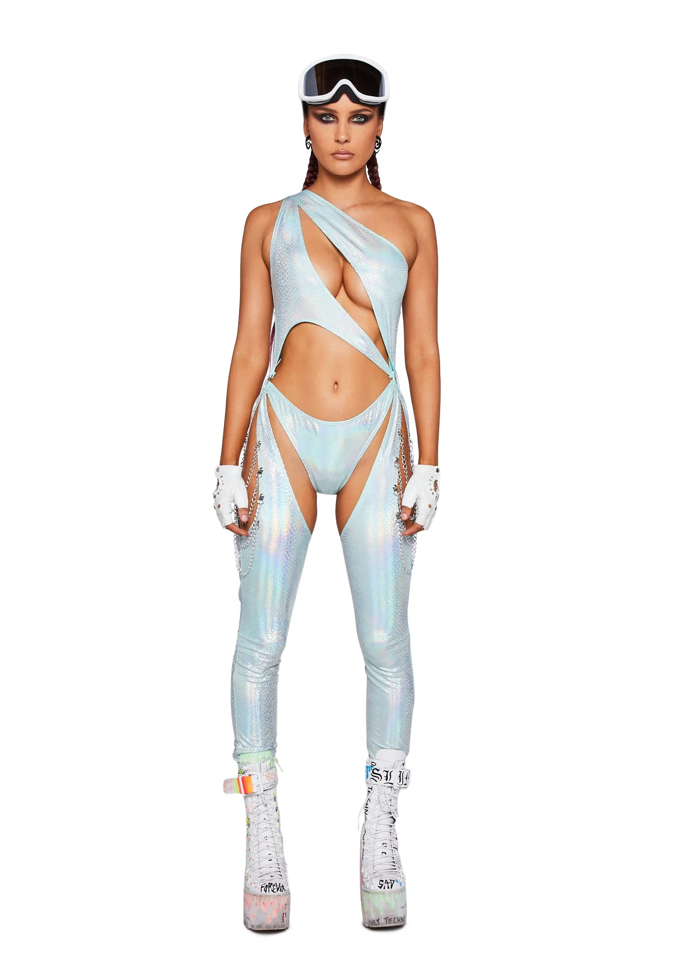 Prism Moonwalk Cut-Out Catsuit - Snake sold by Dolls Kill