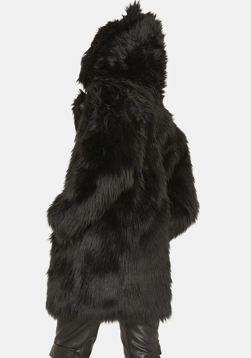 Black Wolf Classic Faux Fur Coat sold by Dolls Kill product image thumbnail 4