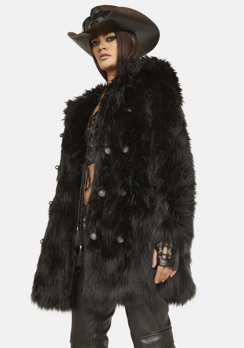 Black Wolf Classic Faux Fur Coat sold by Dolls Kill product image thumbnail 2
