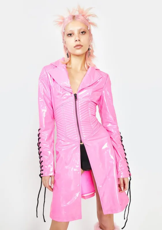 Candy Rude Awakening Trench Coat sold by Dolls Kill