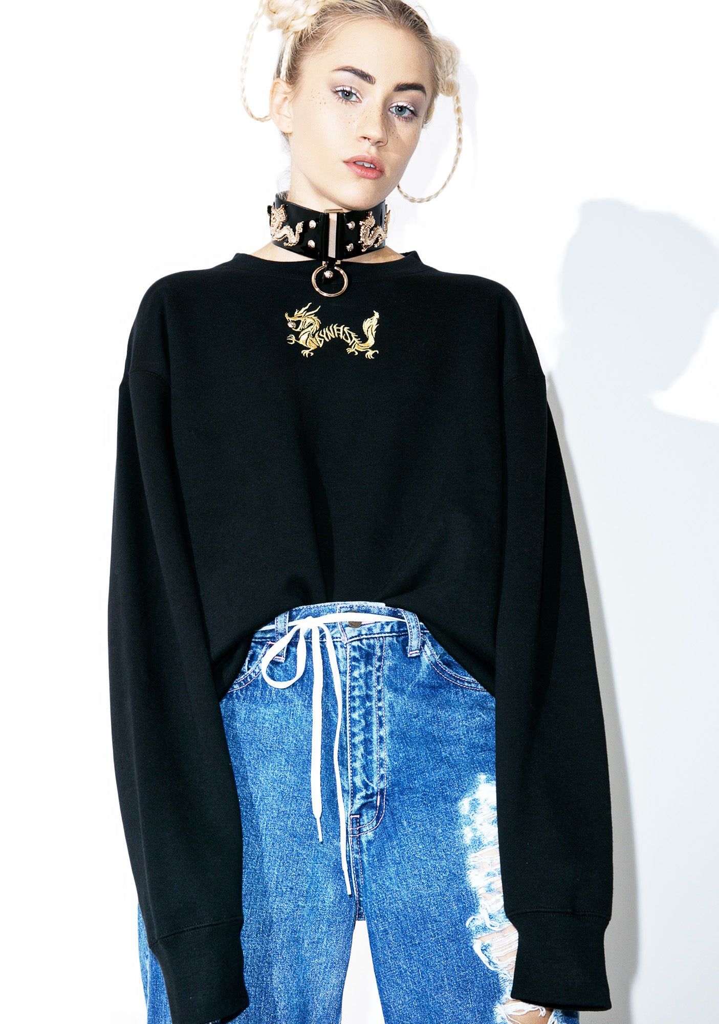 Golden Dragon Pearl Sweatshirt sold by Dolls Kill product image thumbnail 3