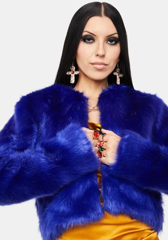 Blue Blood Faux Fur Jacket sold by Dolls Kill