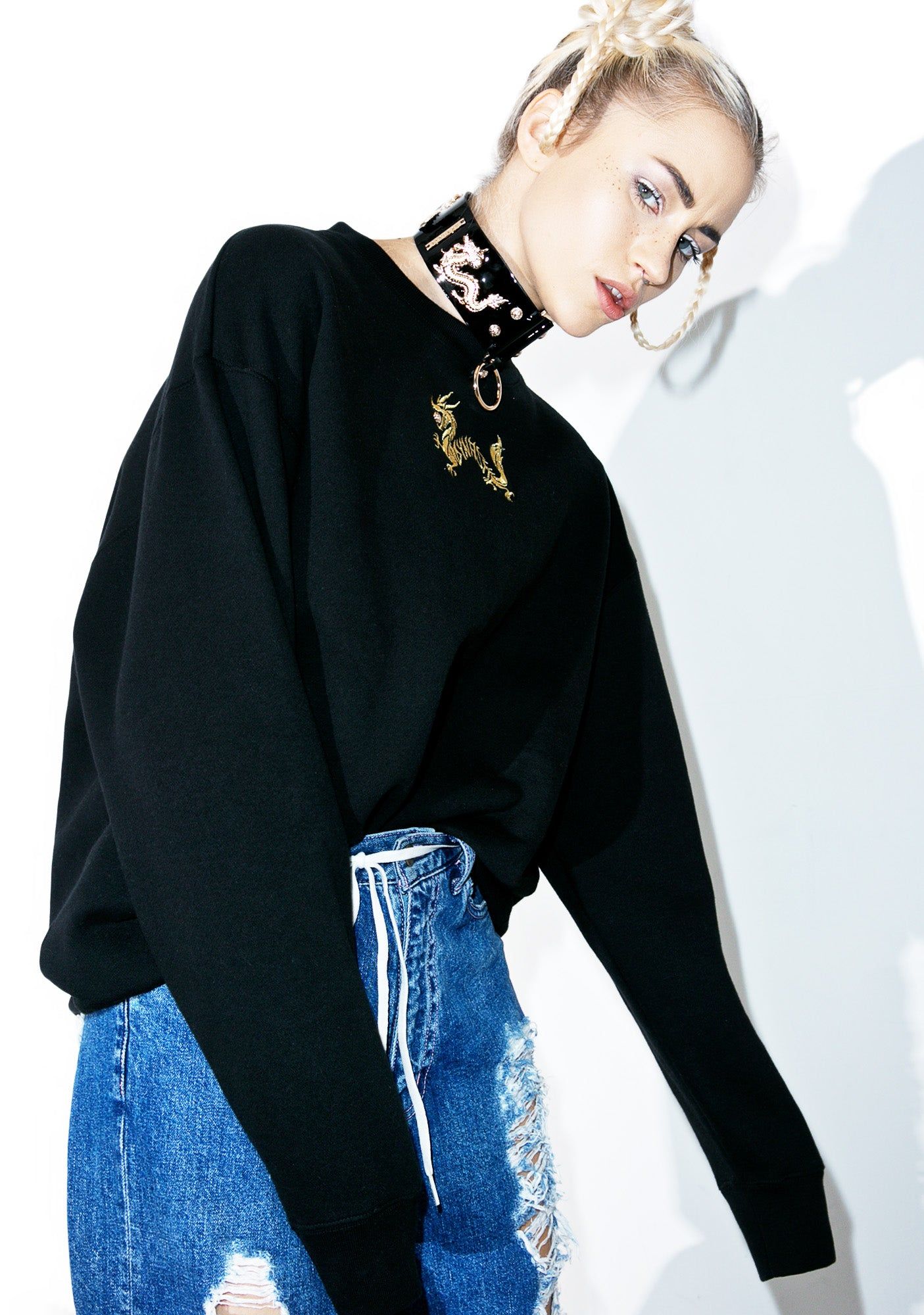 Golden Dragon Pearl Sweatshirt sold by Dolls Kill