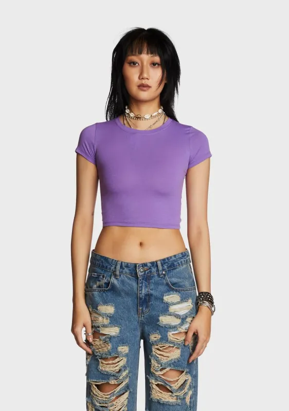 Lavender Stepping Off Crop Top sold by Dolls Kill