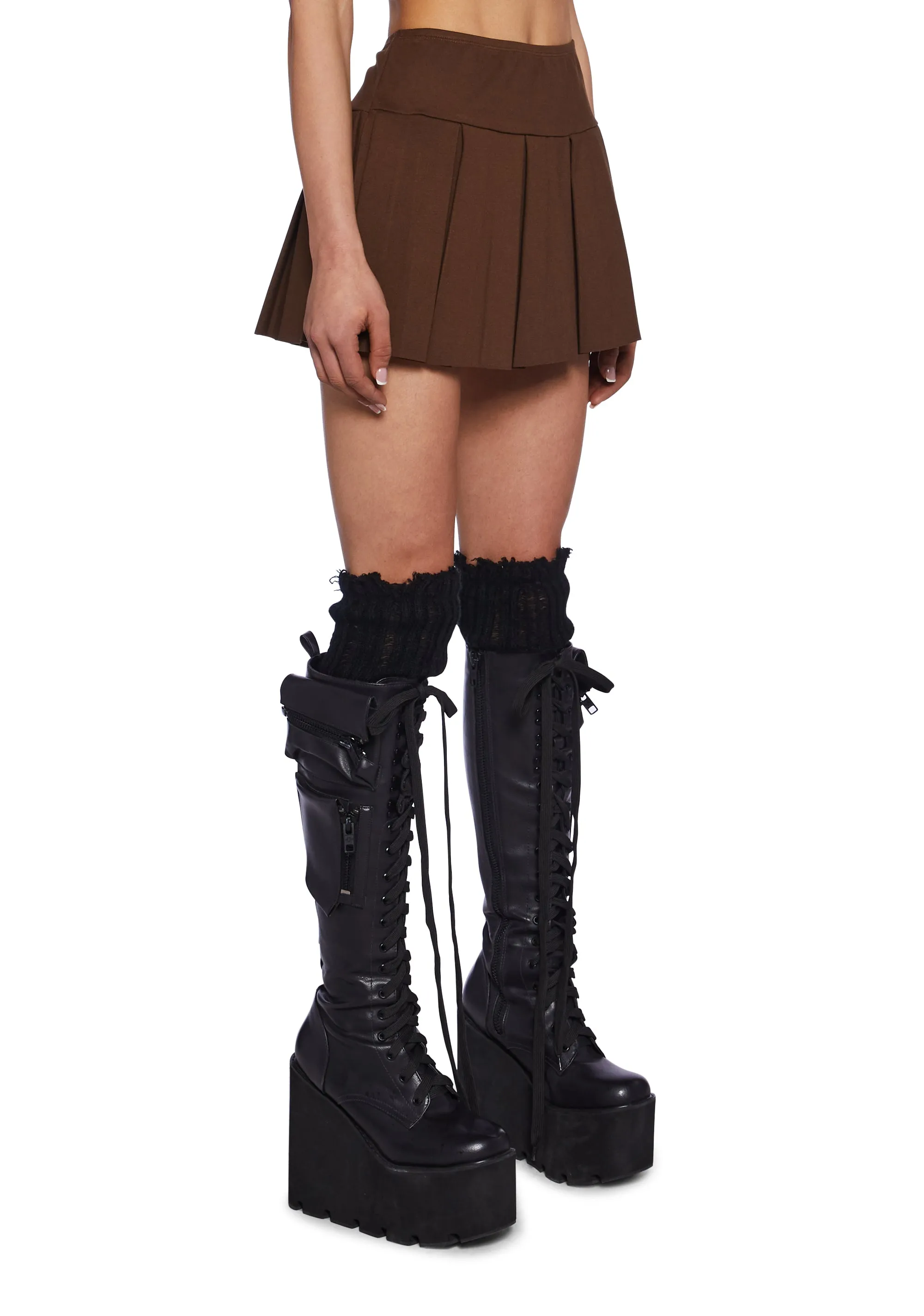 Wicked Scholar Pleated Mini Skirt - Brown sold by Dolls Kill product image thumbnail 3