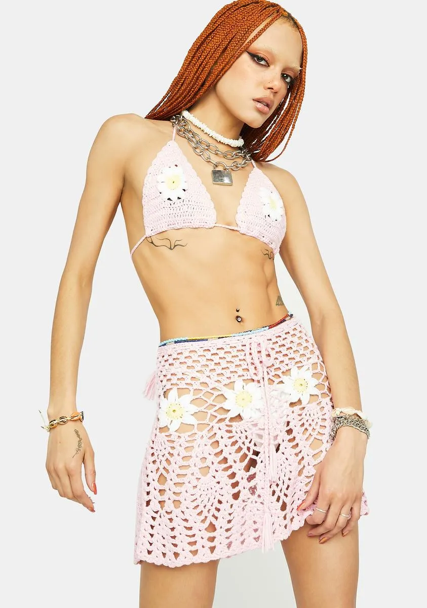 Sweet Daisy Chaser Crochet Skirt Set sold by Dolls Kill