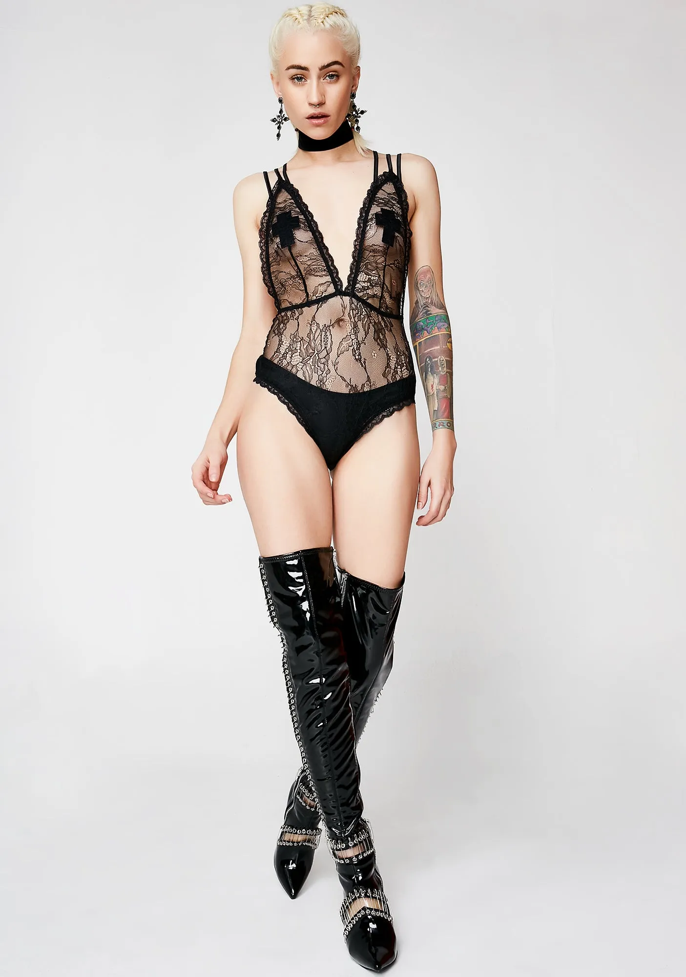 Feel The Buzz Lace Bodysuit sold by Dolls Kill product image thumbnail 3