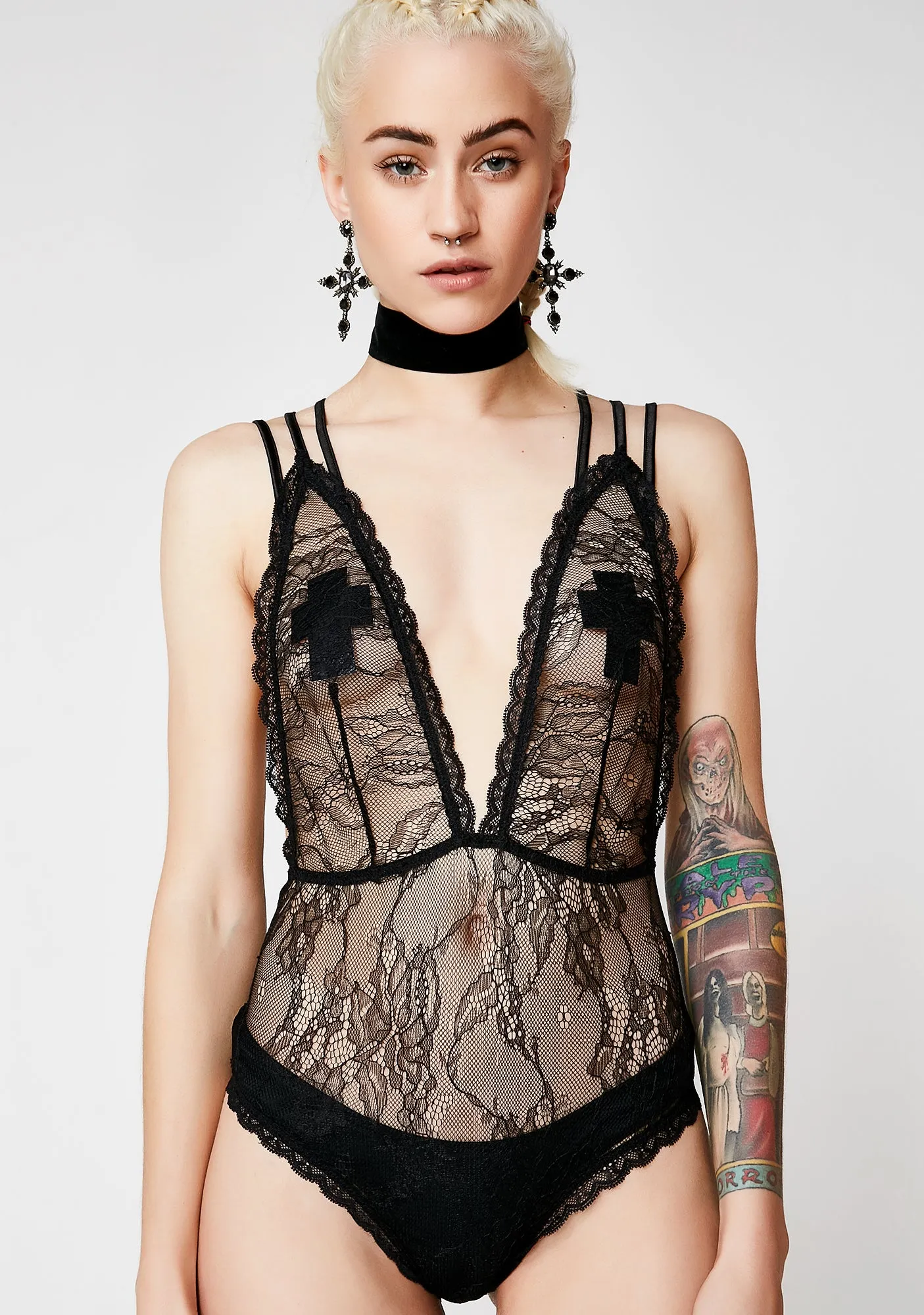 Feel The Buzz Lace Bodysuit sold by Dolls Kill product image thumbnail 4