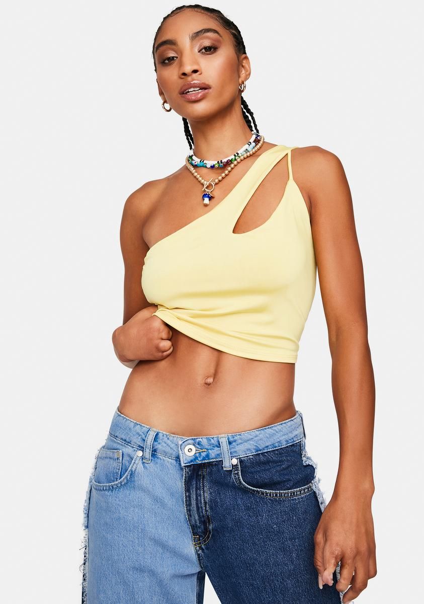 Lemonade Fast And Furious Asymmetrical Crop Top sold by Dolls Kill