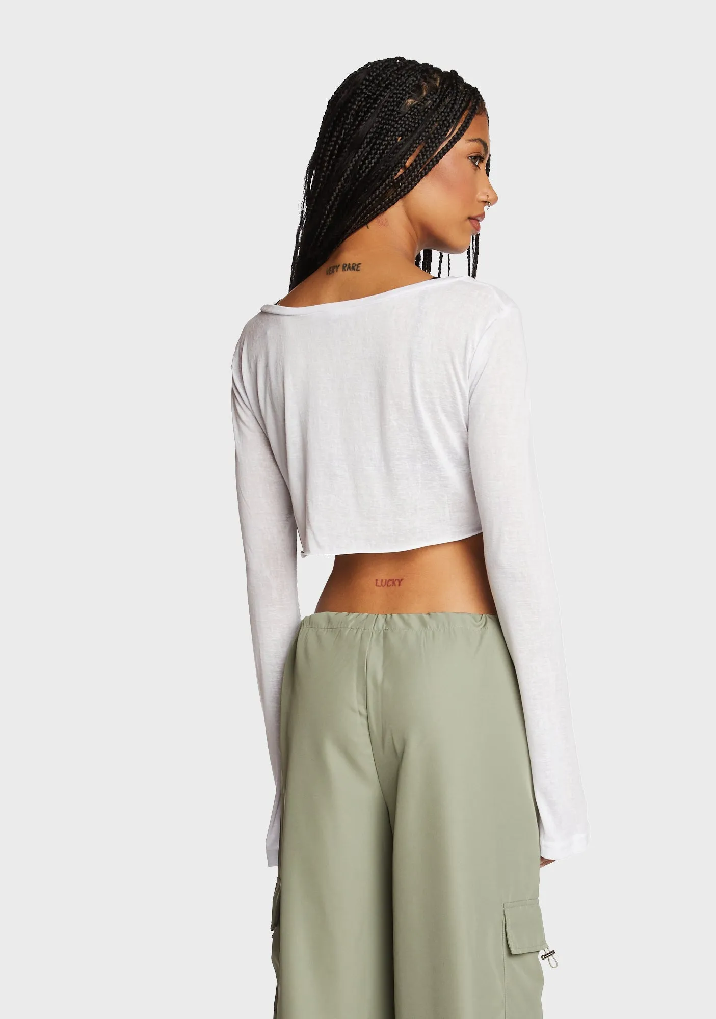 Sheer Raw Hem Crop Top - White sold by Dolls Kill product image thumbnail 4