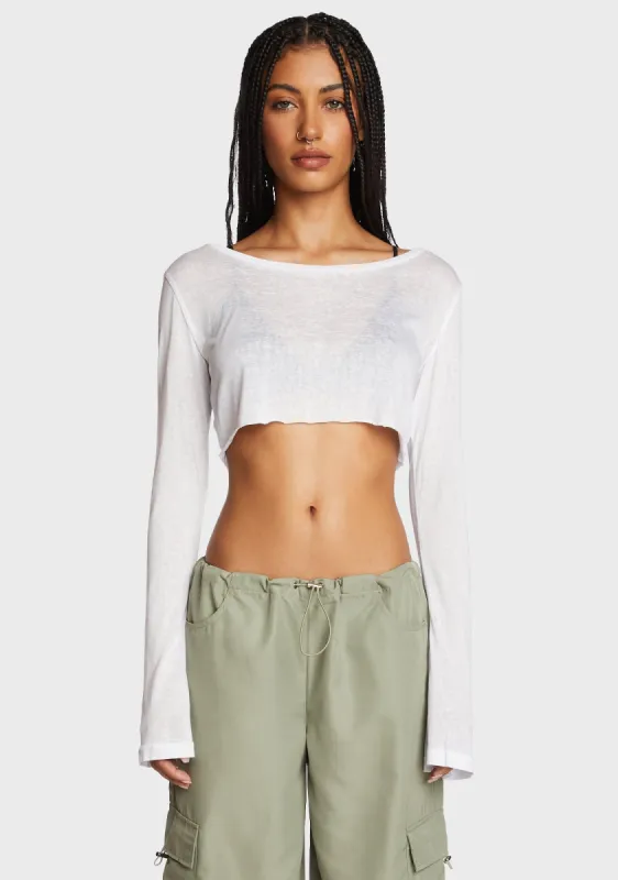 Sheer Raw Hem Crop Top - White sold by Dolls Kill