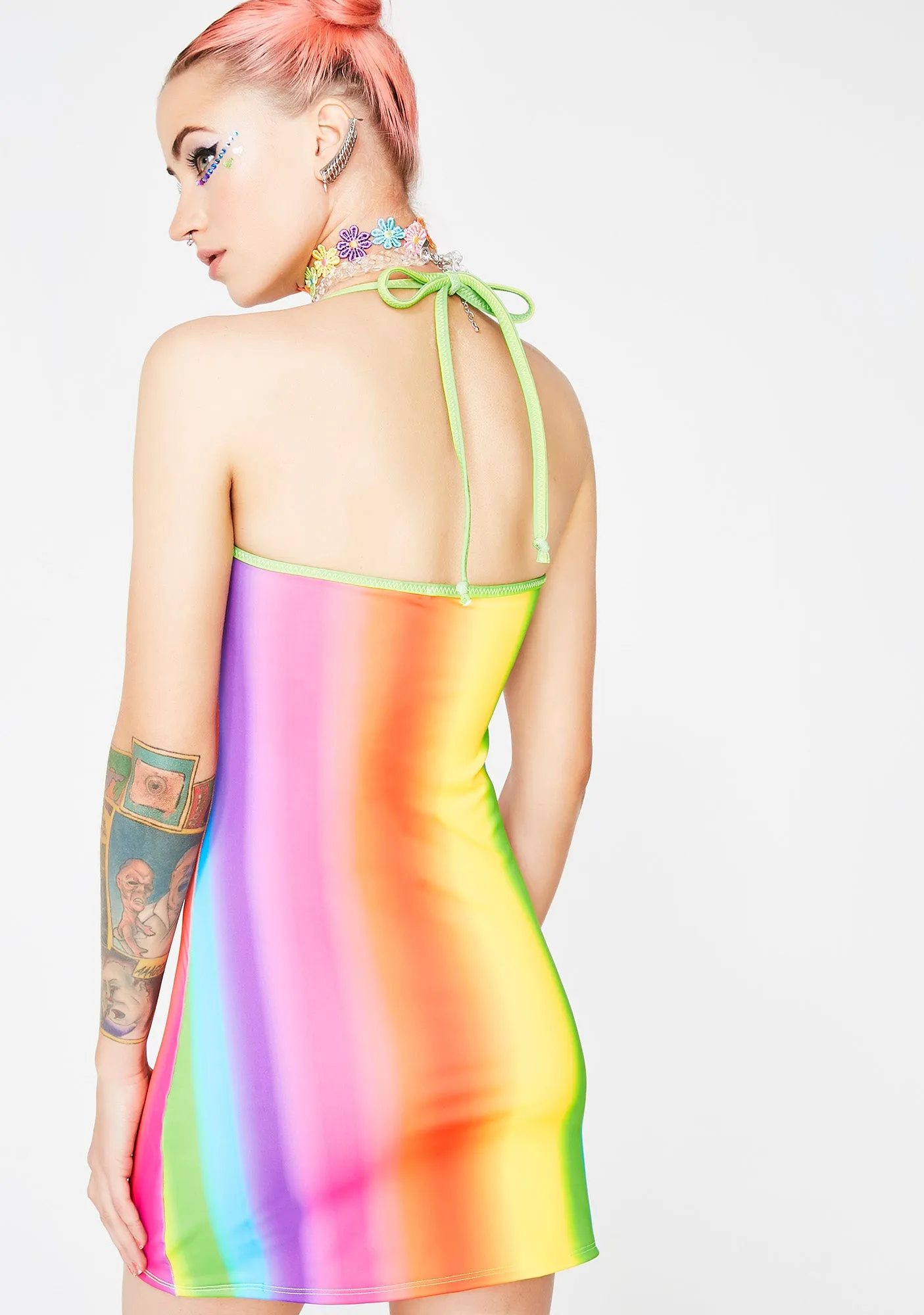 Rainbow Gradient Matte Dress sold by Dolls Kill product image thumbnail 4