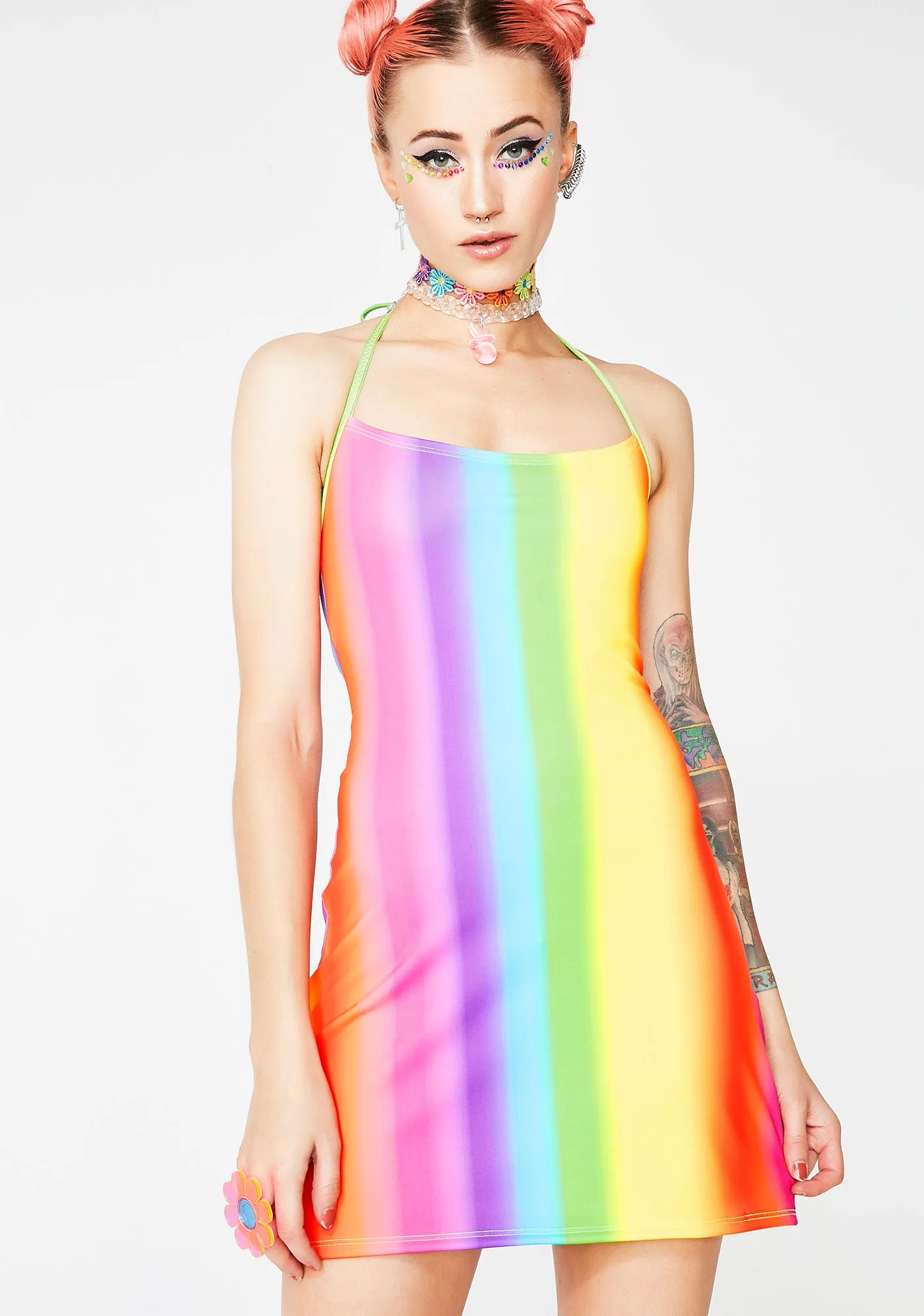 Rainbow Gradient Matte Dress sold by Dolls Kill