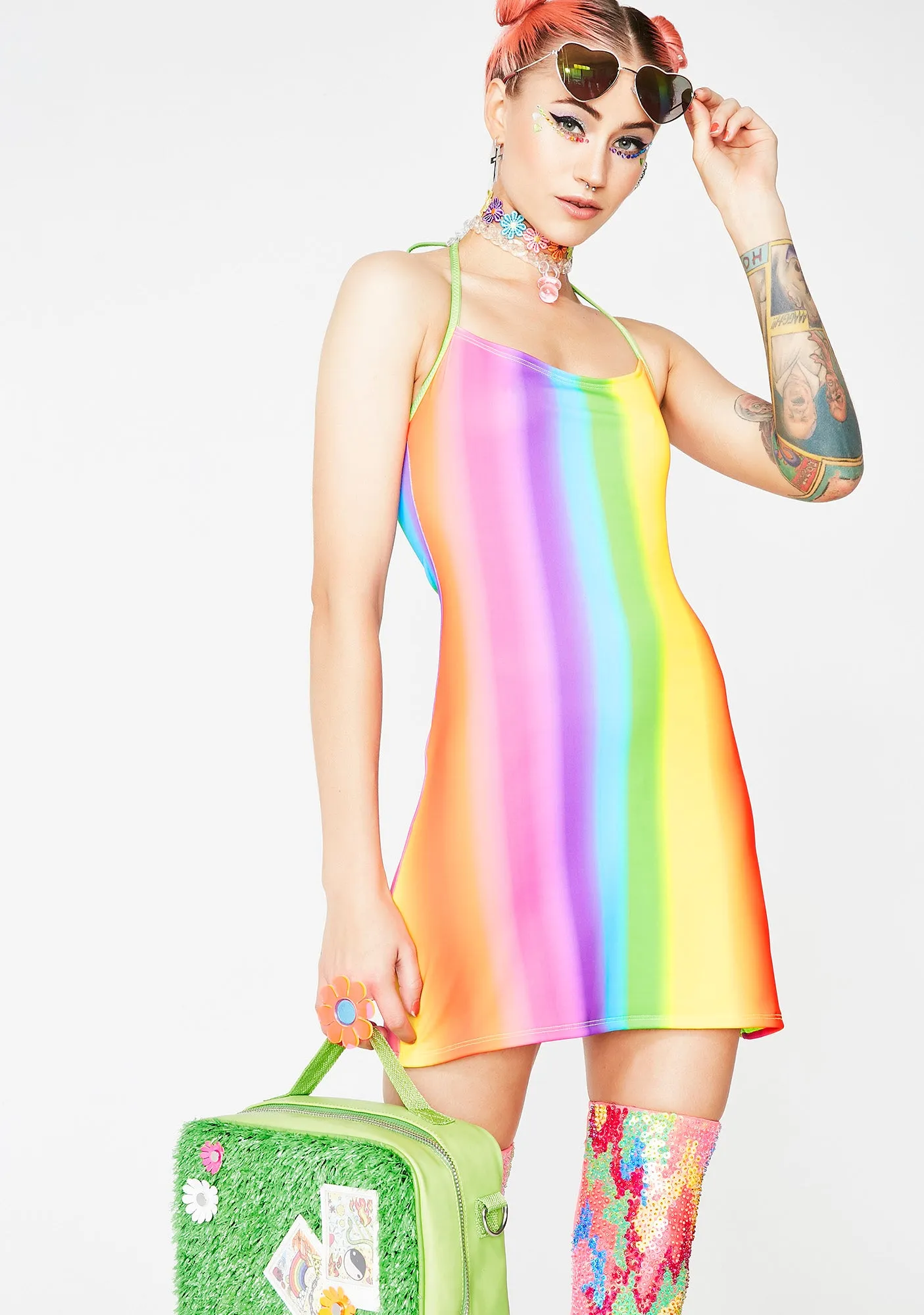 Rainbow Gradient Matte Dress sold by Dolls Kill product image thumbnail 2