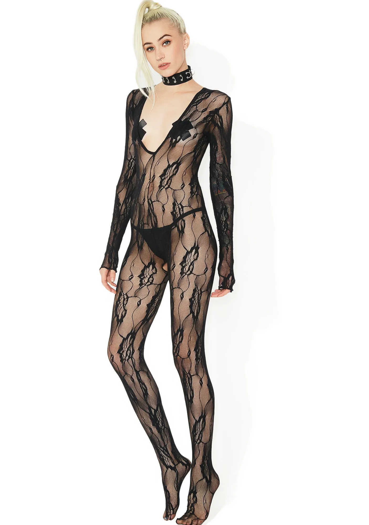 Midnight Garden Lace Bodystocking sold by Dolls Kill