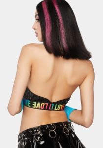 Love Elastic Underboob Cut-Out Pride Bra Top sold by Dolls Kill
