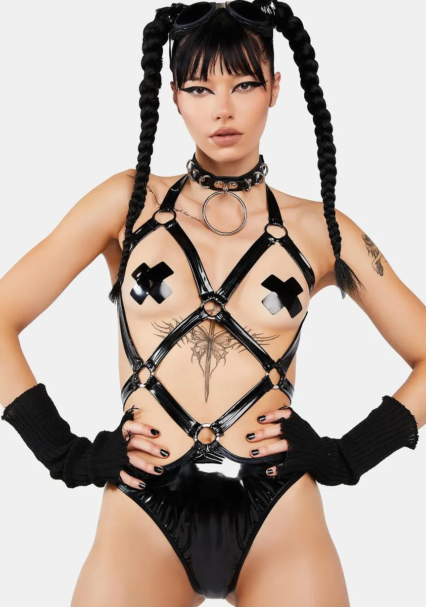 Vinyl Harness Bodysuit sold by Dolls Kill