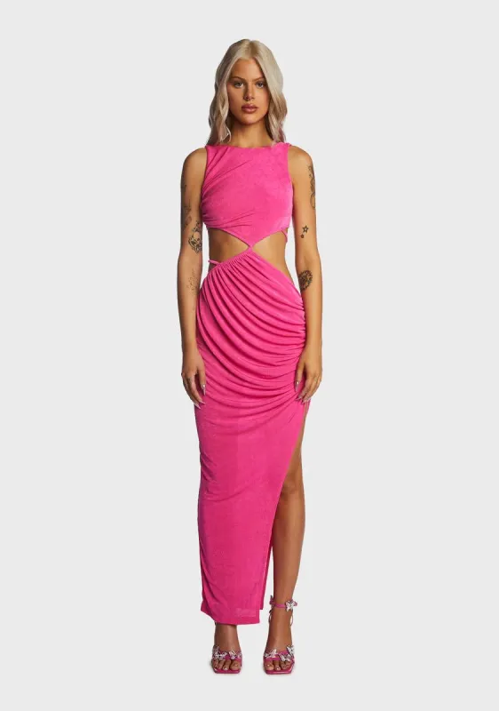 Fuschia Cut Out Waist Maxi Dress sold by Dolls Kill