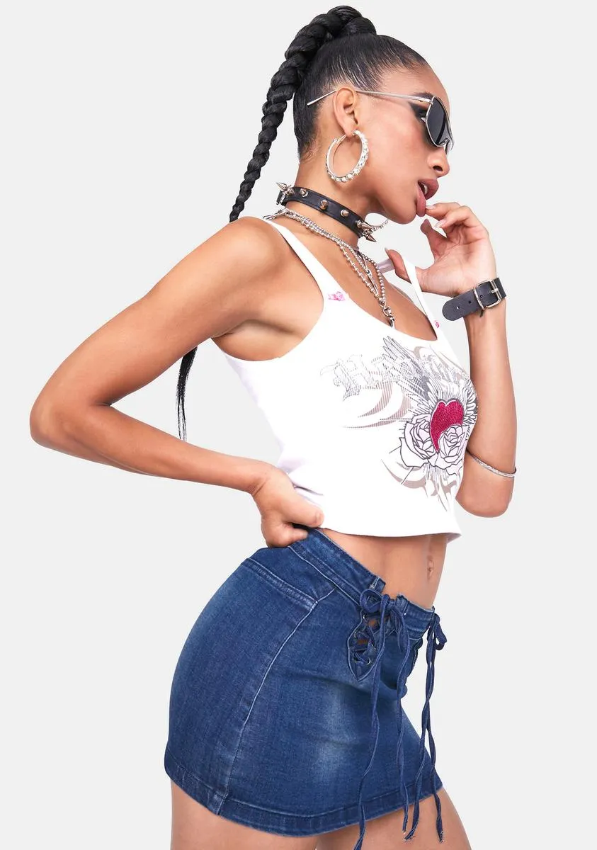 Heartbreaker Graffiti Print & Rhinestone Rib Cami Top sold by Dolls Kill product image thumbnail 2