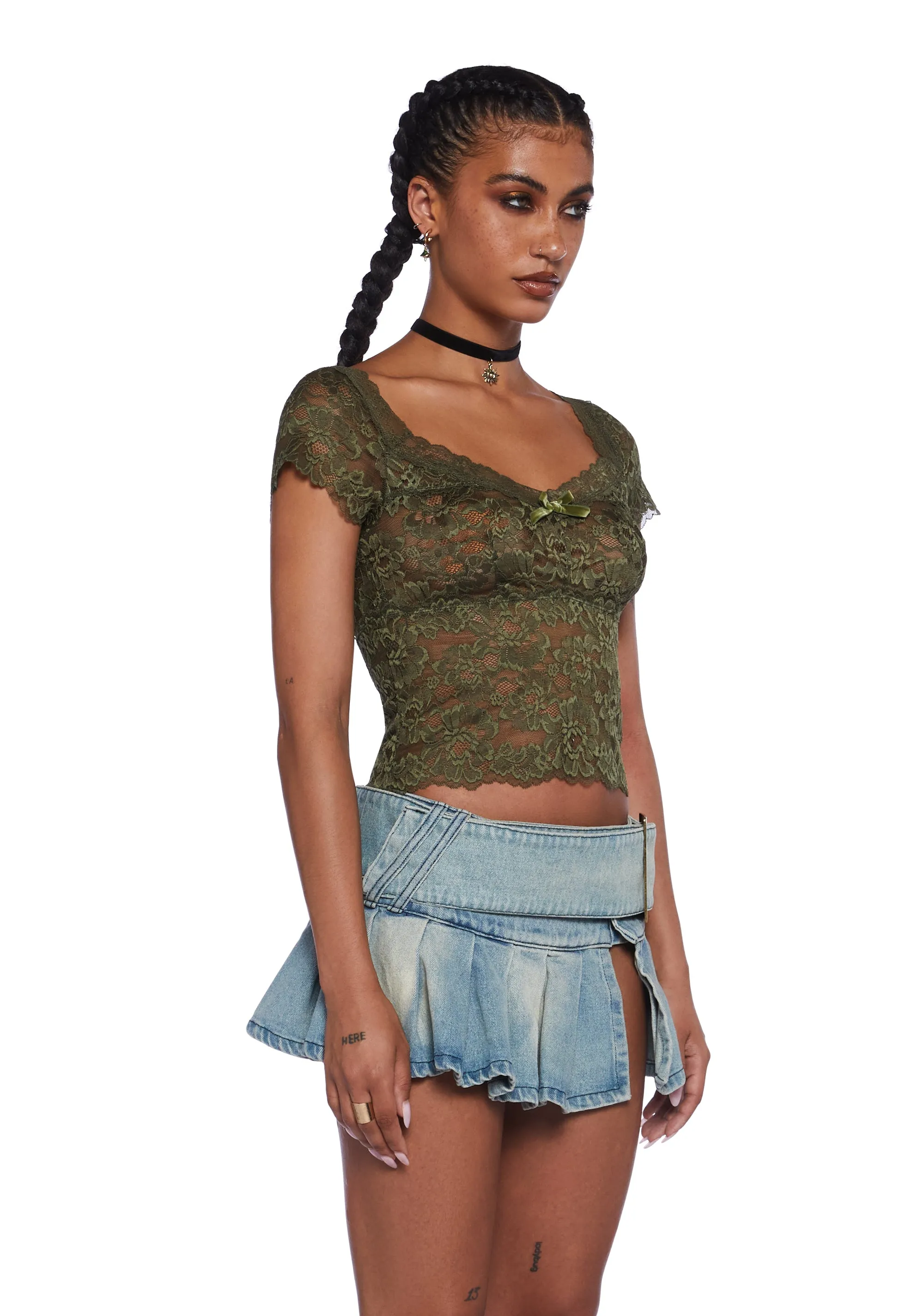 Woodland Wishes Lace Top - Green sold by Dolls Kill product image thumbnail 4
