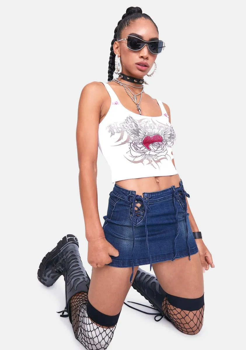 Heartbreaker Graffiti Print & Rhinestone Rib Cami Top sold by Dolls Kill product image thumbnail 3